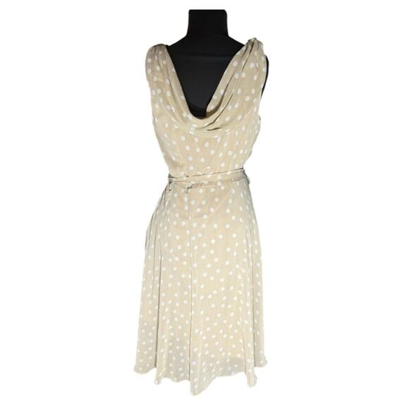 Vtg 90s Ladylike Polka Dot Cowl Neck Feminine Midi Dress 12 Demure Modest Church - Picture 5 of 7